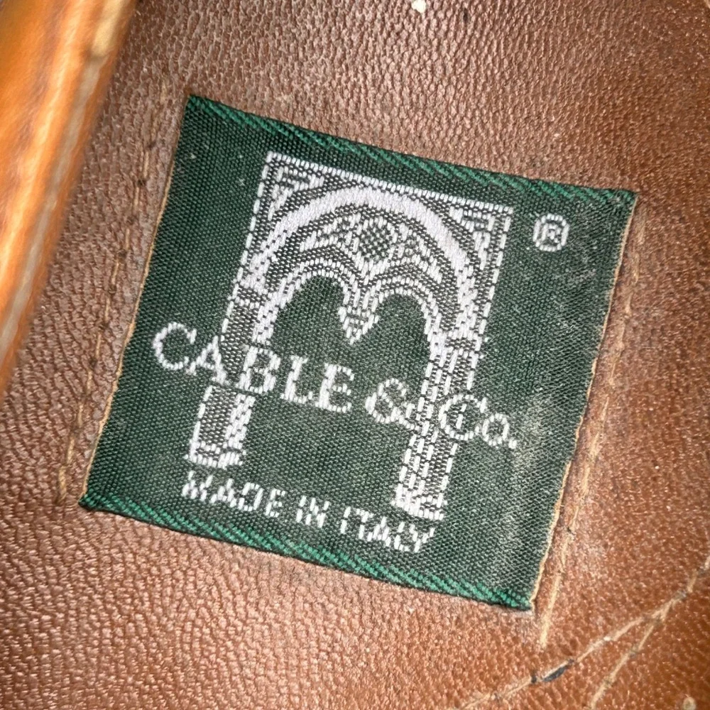 Cable & Co Mens Tan‎ Brown Leather Cap Toe Oxford Dress Shoes Made in Italy 8 D
